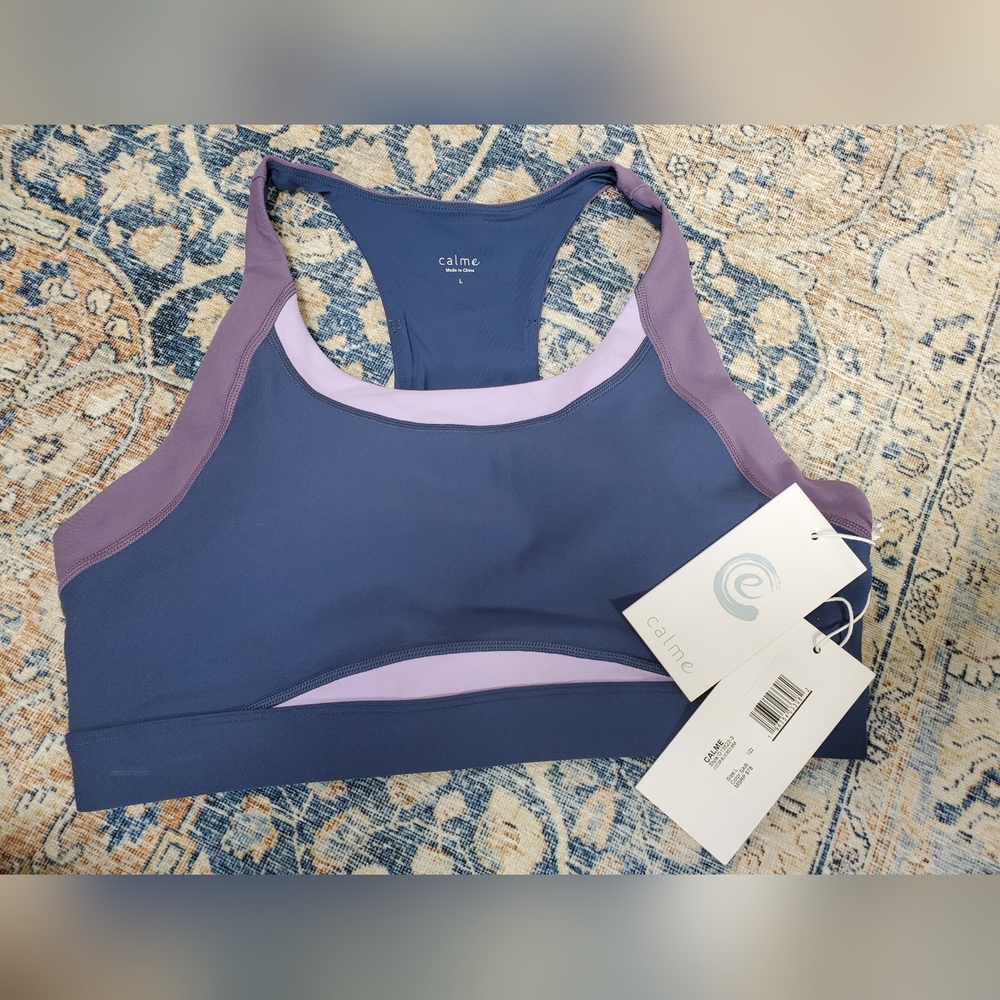 Calme by Johnny Was Women’s NWT Endurance Sports Bra Colorblock, Mauve Size L